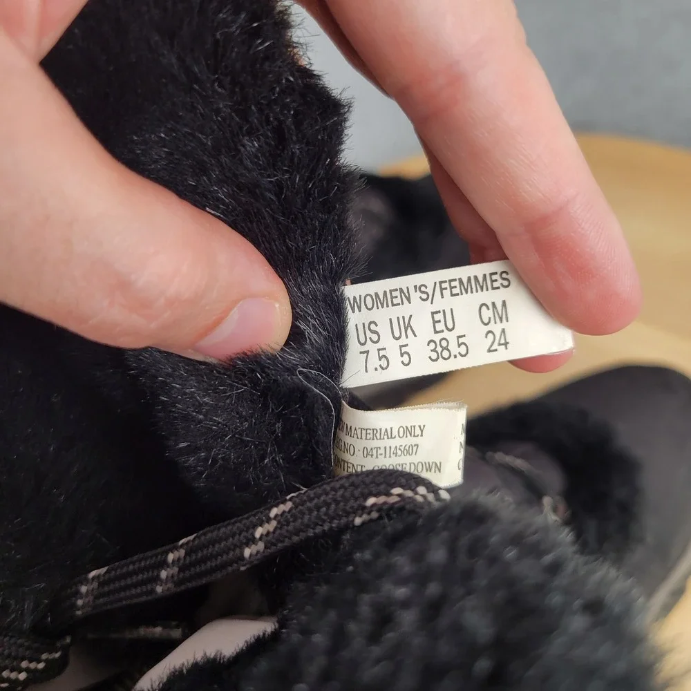 The North Face Nuptse Fur Snow Boots Women 7.5 Black Down Insulated IcePick